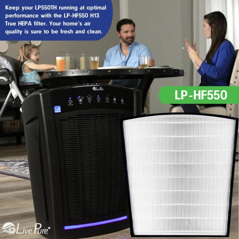 Live Pure LivePure True HEPA Replacement LP-HF550 Filter for Bali Series Air Purifiers LP550TH, LP550THP, LP560, White - Image 5